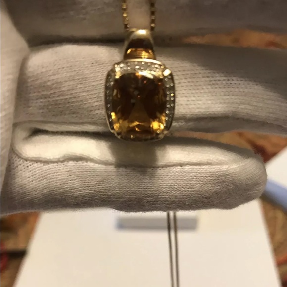 Citrine Diamond Pendent with 14k Gold Chain - Picture 4 of 6